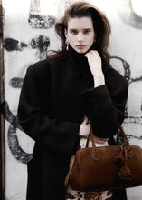 Load image into Gallery viewer, Oversize cashmere coat with stand collar in brown