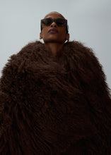 Load image into Gallery viewer, Short shag shearling coat in brown
