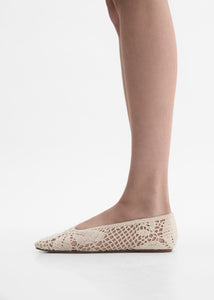 Crochet ballet flats in cream