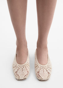Crochet ballet flats in cream