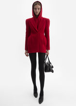 Load image into Gallery viewer, Sculpted wool hourglass blazer in red
