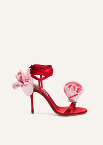 AW23 FLOWER SHOES SATIN RED PINK 11