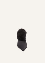 Load image into Gallery viewer, AW23 HIGH MULES SATIN BLACK FAUX FUR
