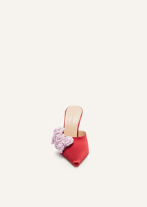 AW23 HIGH MULES SATIN RED PATCH PINK
