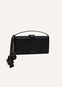 Apolonia bag in black leather with flower charm