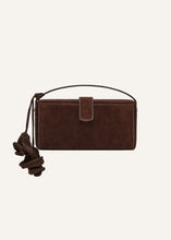 Load image into Gallery viewer, Apolonia bag in brown suede with flower charm
