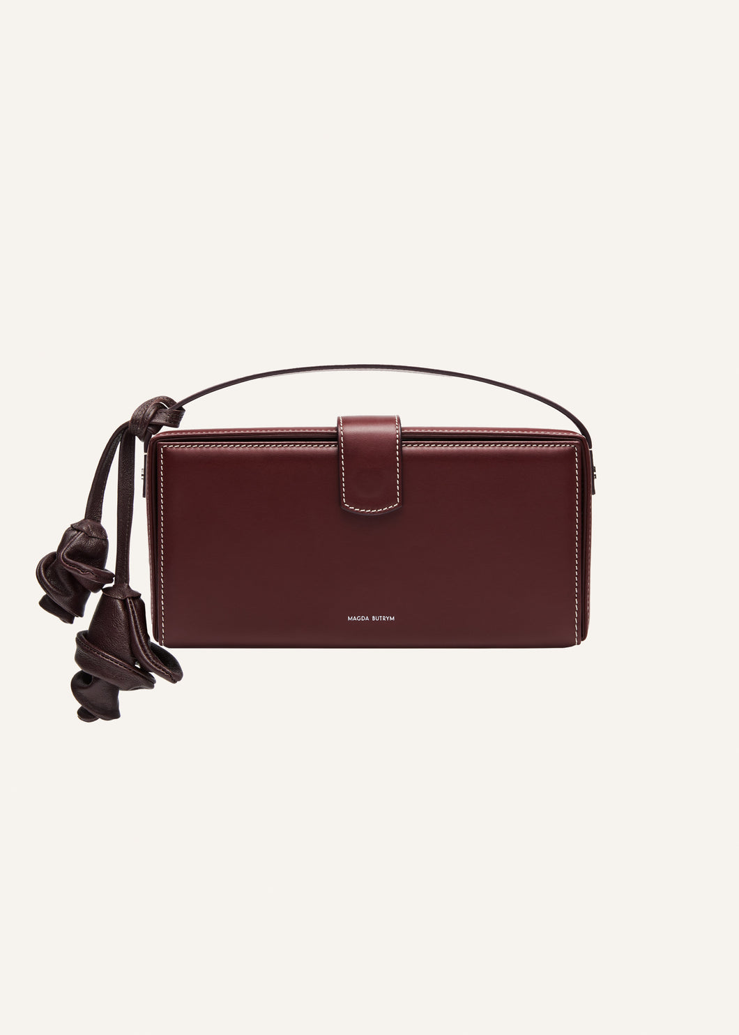Apolonia bag in burgundy leather with flower charm