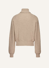 Load image into Gallery viewer, Cashmere cable turtleneck sweater in camel
