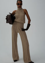 Load image into Gallery viewer, Braid-knit cashmere halter top in beige
