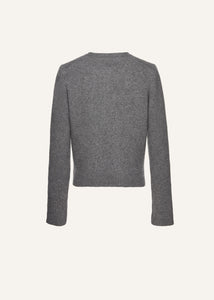 Cashmere round-neck cardigan in grey