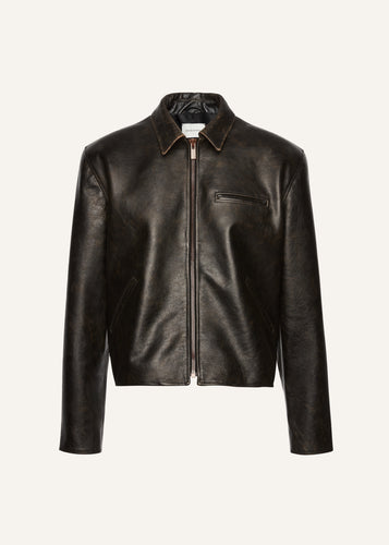 AW24 LEATHER 01 JACKET BROWN