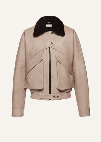 AW24 LEATHER 02 JACKET BEIGE