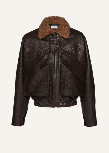 AW24 LEATHER 02 JACKET BROWN