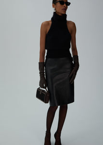 AW24 LEATHER 04 SKIRT BLACK