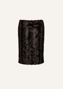 AW24 SKIRT 01 BROWN FAUX FUR