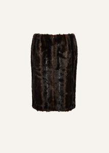 AW24 SKIRT 01 BROWN FAUX FUR