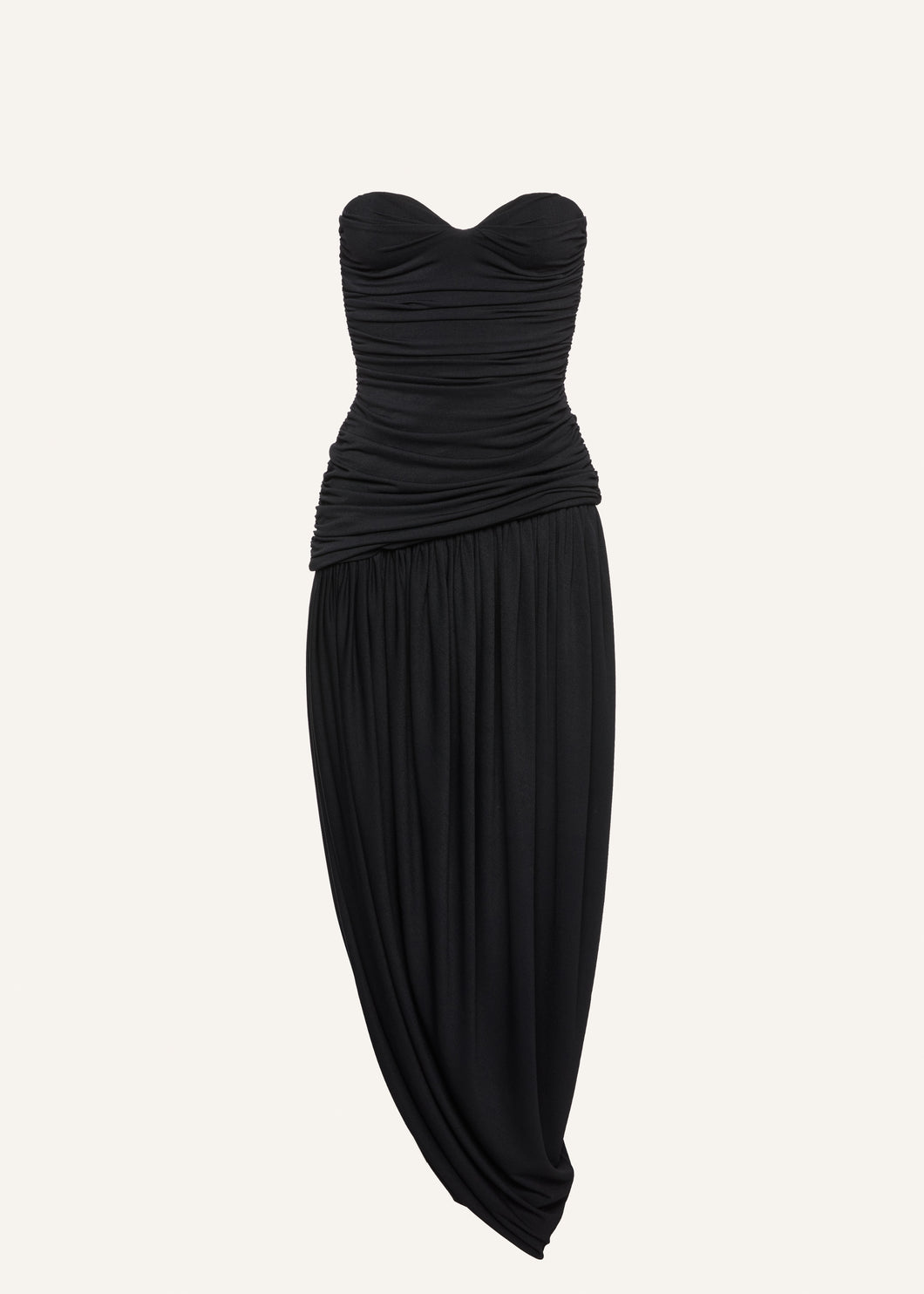 Open-leg draped maxi dress in black
