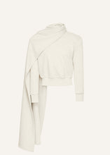 Load image into Gallery viewer, Draped scarf sweatshirt in cream
