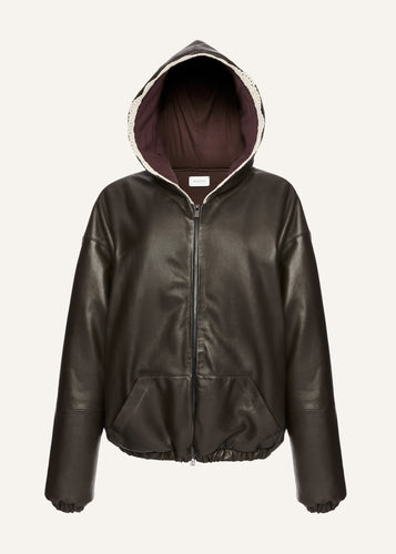 AW25 LEATHER 08 HOODIE BLACK
