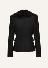 Load image into Gallery viewer, Fur-collar shearling jacket in black
