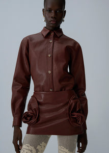 AW25 LEATHER 16 SKIRT BORDEAUX