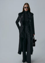 Load image into Gallery viewer, Longline shearling coat in black
