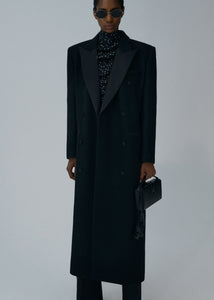Long classic wool coat in black