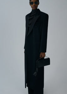 Long classic wool coat in black