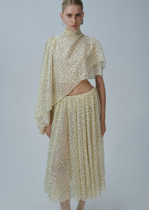 Sheer midi skirt in cream dots