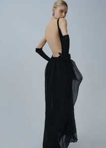 Scoop-back bodysuit in black