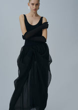 Load image into Gallery viewer, Sheer silk sculptural maxi skirt in black
