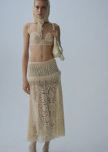 Load image into Gallery viewer, Lace crochet drop-waist skirt in cream
