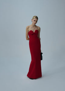 Bustier gown in red