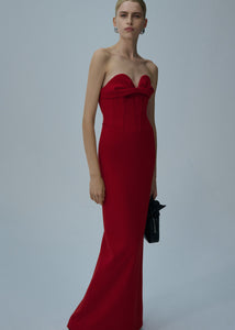 Bustier gown in red