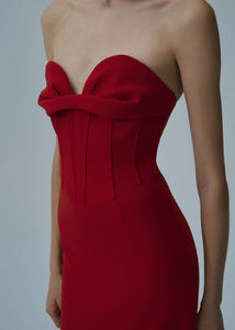 Bustier gown in red