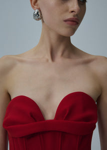 Bustier gown in red