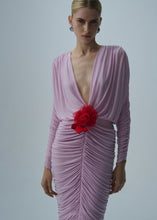 Load image into Gallery viewer, Long-sleeve midi dress in pink
