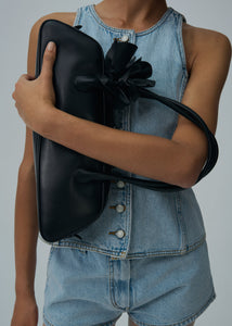 Brigitte trapeze bag in black leather and silver