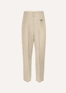 Lace-detail wool tapered trousers in cream
