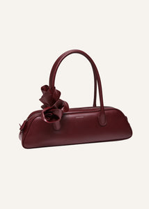 Brigitte trapeze bag in burgundy leather and silver