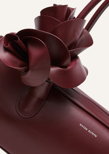 Brigitte trapeze bag in burgundy leather and silver