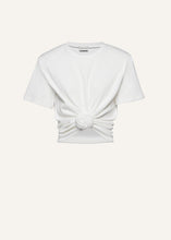 Load image into Gallery viewer, Knotted ribbed t-shirt in cream
