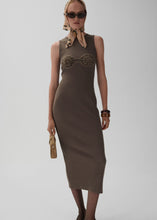 Load image into Gallery viewer, Crochet bra cotton tank dress in khaki
