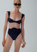 Load image into Gallery viewer, Retro bustier swim top in navy
