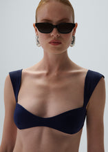 Load image into Gallery viewer, Retro bustier swim top in navy
