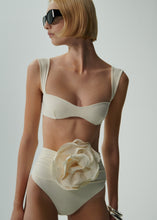 Load image into Gallery viewer, Retro bustier swim top in cream
