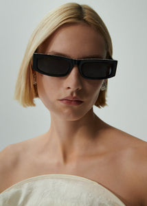 Rectangular sunglasses in black crystals