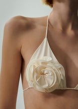 Load image into Gallery viewer, Floral strappy triangle bikini top in cream
