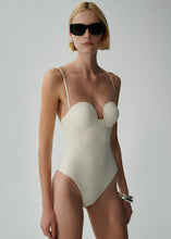 Load image into Gallery viewer, Retro bustier swimsuit in cream
