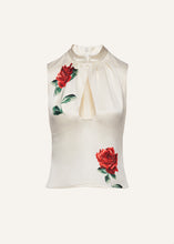 Load image into Gallery viewer, Rose stamped silk blouse in cream
